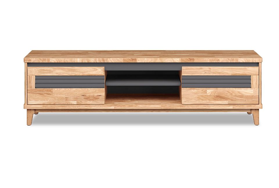 Тумба под ТВ "Wallstreet" 170 (с нишей); 2 двери, ниша; к-бейц-масло, ф-бейц-масло, вст-белый