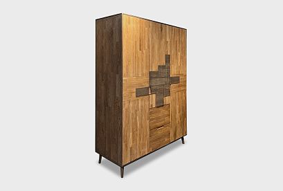 Шкаф для одежды 3-х дверный "Irving Design"; 2 ящика; графит, бейц-масло