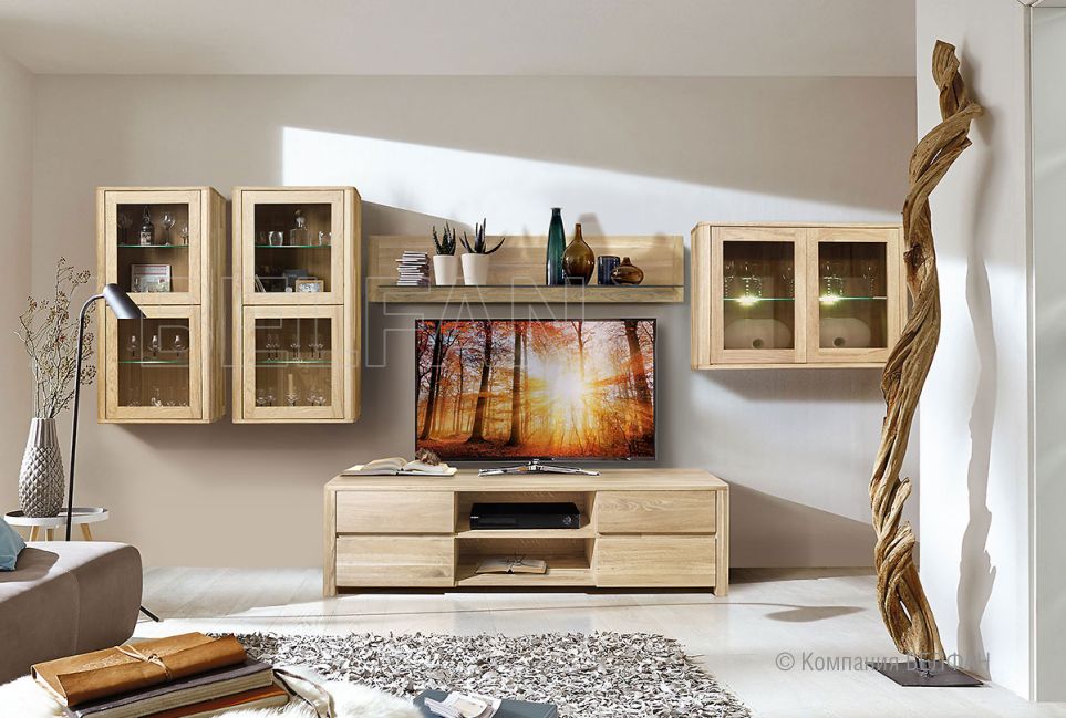 Шкаф навесной 1-но секц. вертикальный "Норд" (левый) массив дуба 2