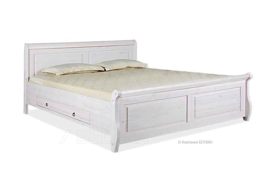 Кровать двуспальная "Мальта-М" 160 (с ящиками); без основания, без матраса; (1600х2000); белый воск