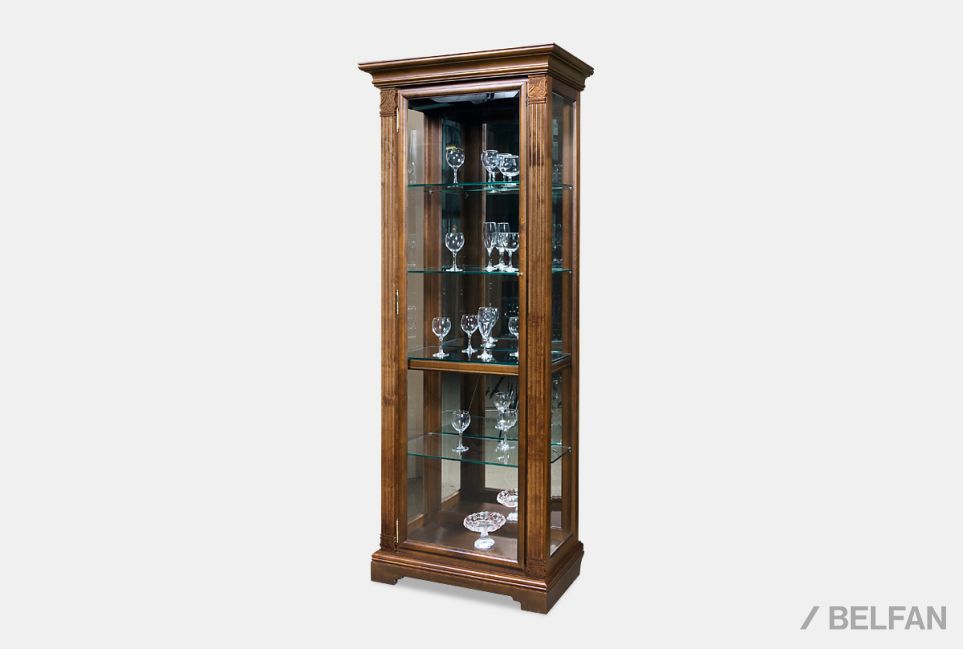 Шкаф с витриной "Престиж" 1 массив и шпон берёзы 1