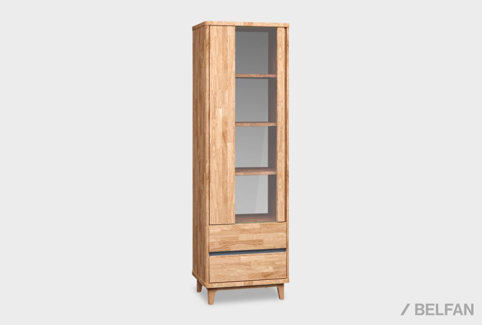 Шкаф с витриной 1-но дверный "Wallstreet" (левый) массив дуба, МДФ 1