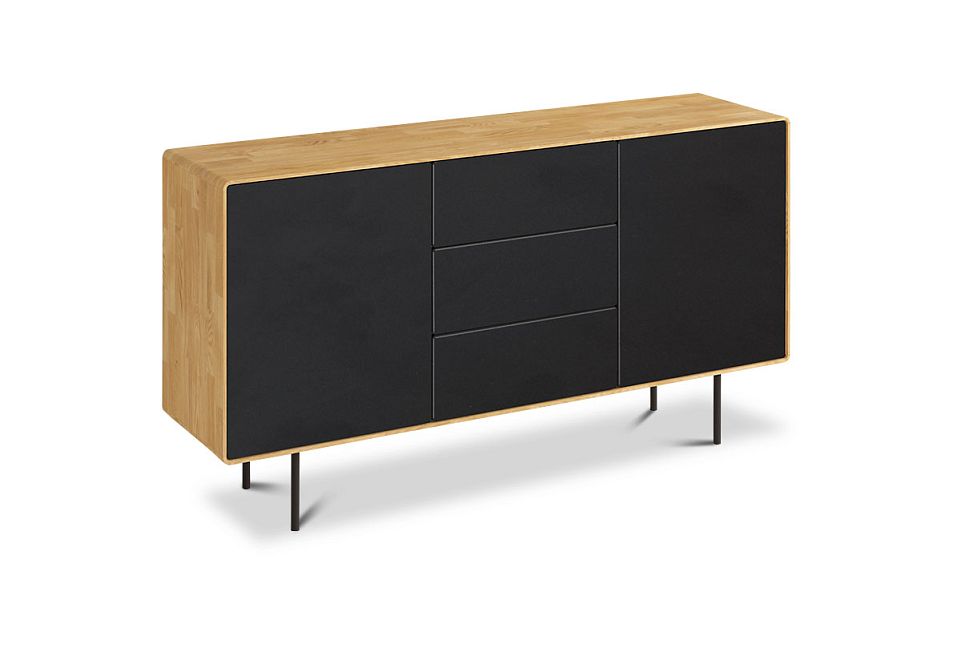 Тумба "Норман" 3 (с ящиками); дуб натуральный, чёрный