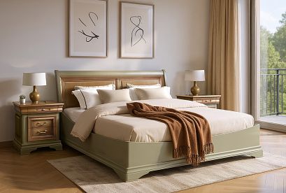 Кровать "Оливия" (низкое изножье); без основания, без матраса; *ММ-347-02/16Б; (1600x2000); олива