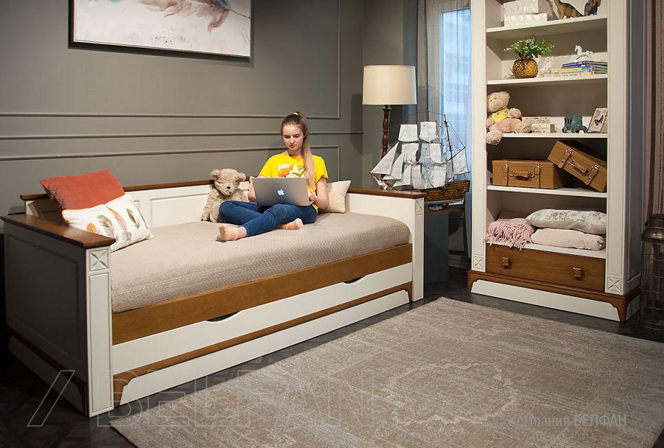 Кровать-диван под два матраса "Brianson" массив и шпон дуба, МДФ 11