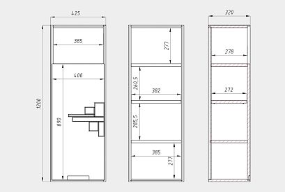 Шкаф навесной "Irving Design" 120 (левый); графит, бейц-масло