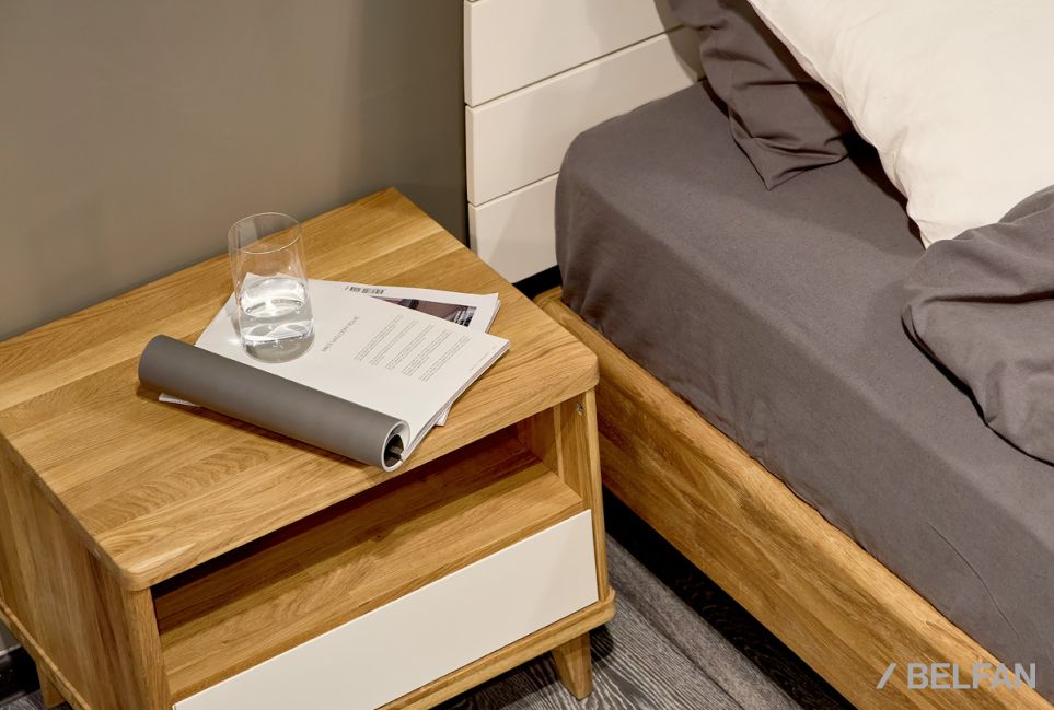 Тумба прикроватная "Wallstreet" (с нишей) массив дуба, МДФ 8