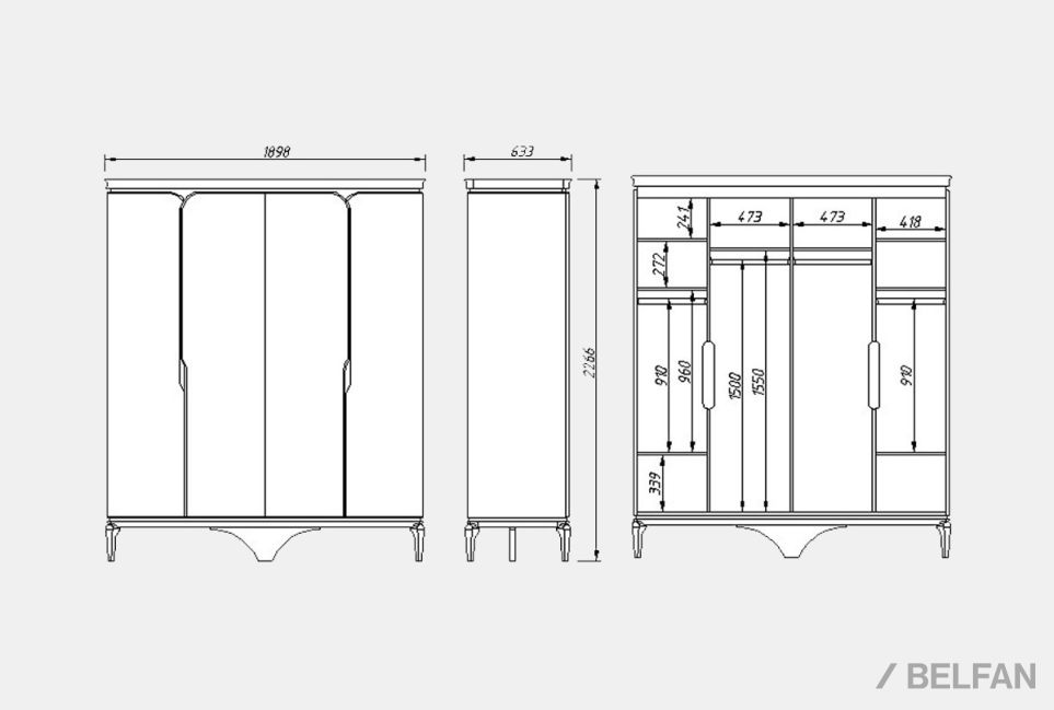 Шкаф для одежды 4-х дверный "Алекса" массив и шпон дуба, МДФ 5