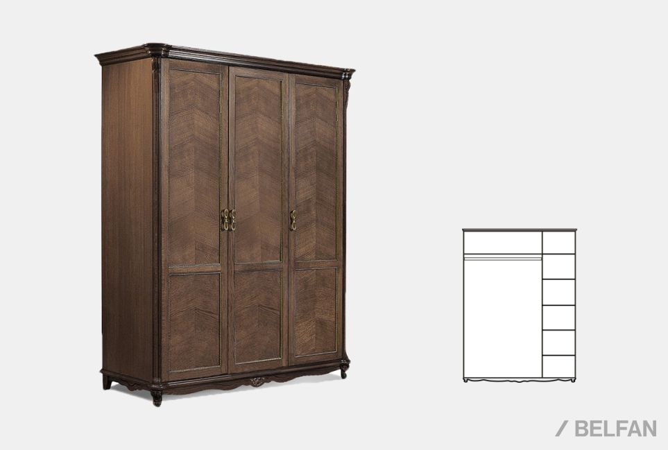 Шкаф 3-х дв. "Алези" (без зеркала) массив и шпон дуба 2