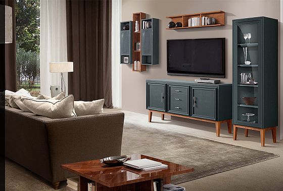 Витрина 1-но дв. "Сакраменто" (правая) массив и шпон дуба, МДФ 3