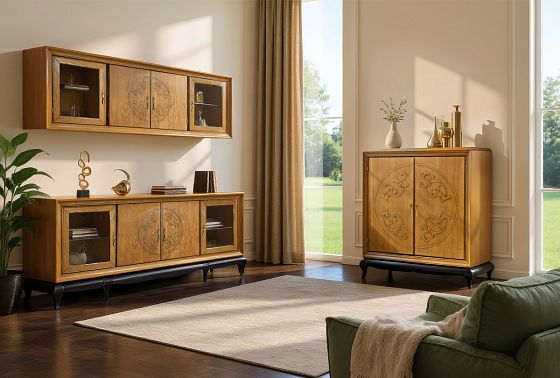 Тумба "Соната" высокая (декор) массив и шпон дуба 10