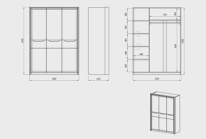 Шкаф для одежды 3-х дверный "Bremen"