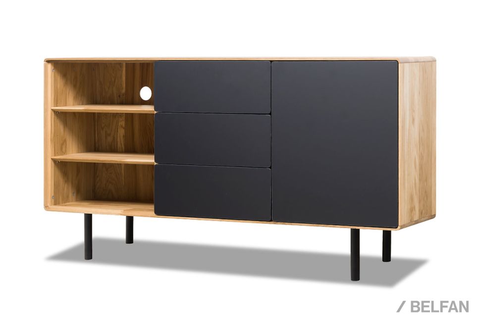 Тумба "Norman" 3 с нишей (левая) массив дуба, МДФ, металл 7