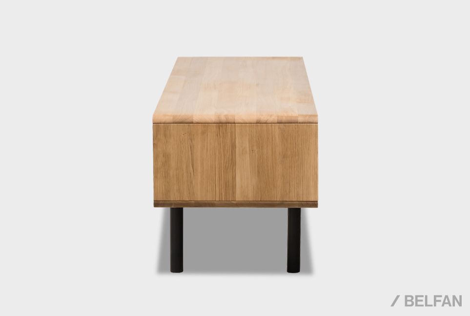 Тумба под ТВ низкая "Норман" 2 массив дуба, МДФ, металл 3