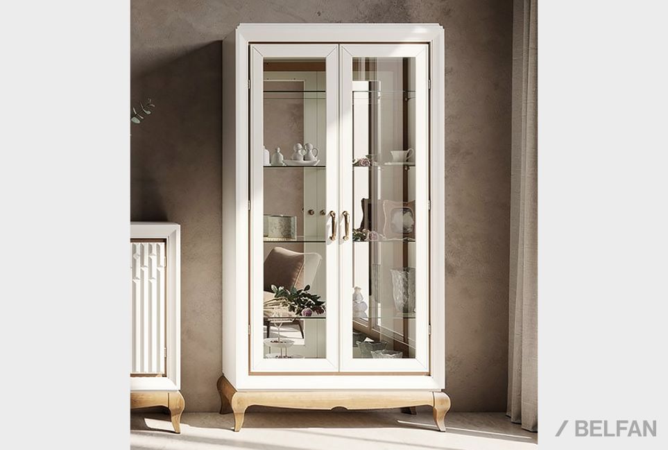 Шкаф с витриной 2-х дверный "Армония" массив и шпон дуба 1