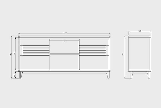 Тумба "Wallstreet" 3 (с нишей) массив дуба, МДФ 3
