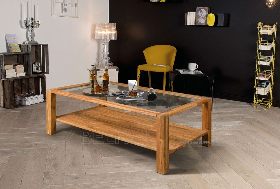 Стол журнальный "Норд" 110 (стекло); бейц-масло