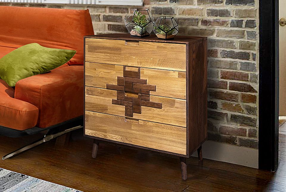 Комод "Irving Design" 1; 4 ящика; графит, бейц-масло