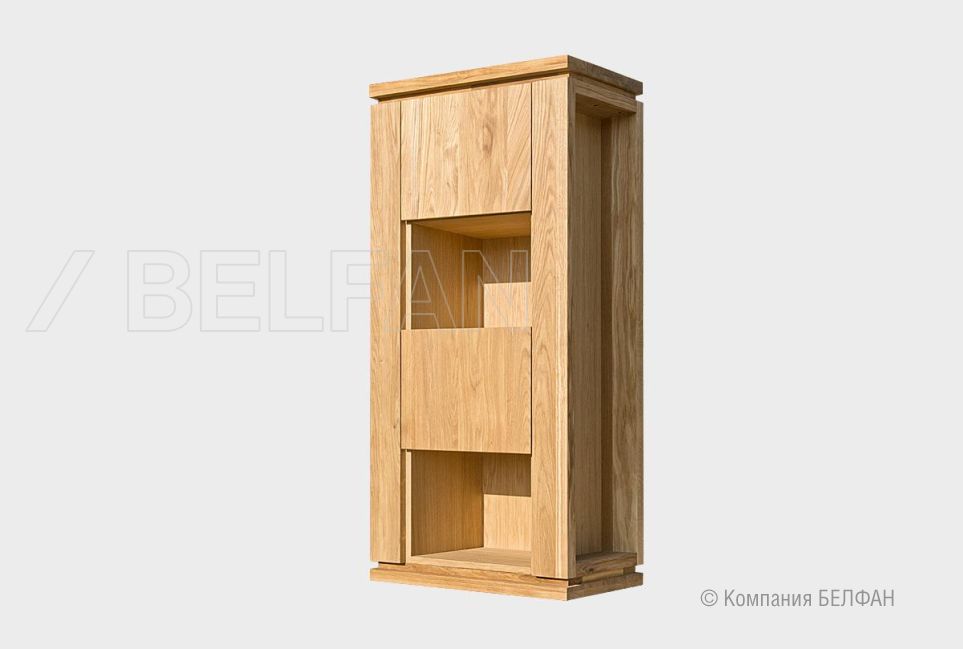 Шкаф настенный вертикальный "Берген" (правый) массив и шпон дуба 1