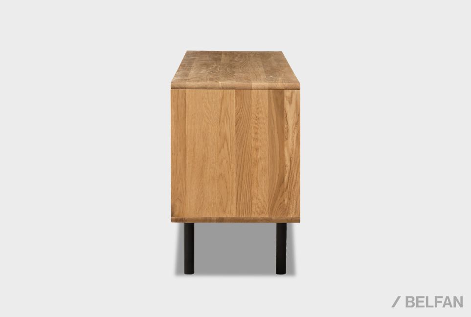 Тумба под ТВ высокая "Норман" 3 (с ящиками) массив дуба, МДФ, металл 5