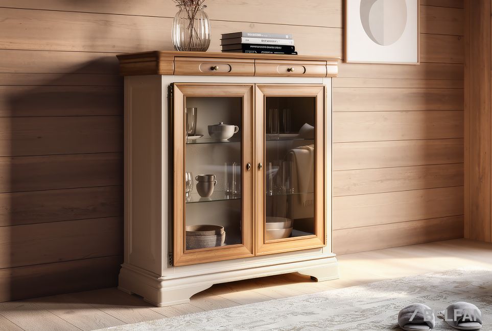 Тумба высокая "Оливия" (стекло) массив и шпон ольхи 1