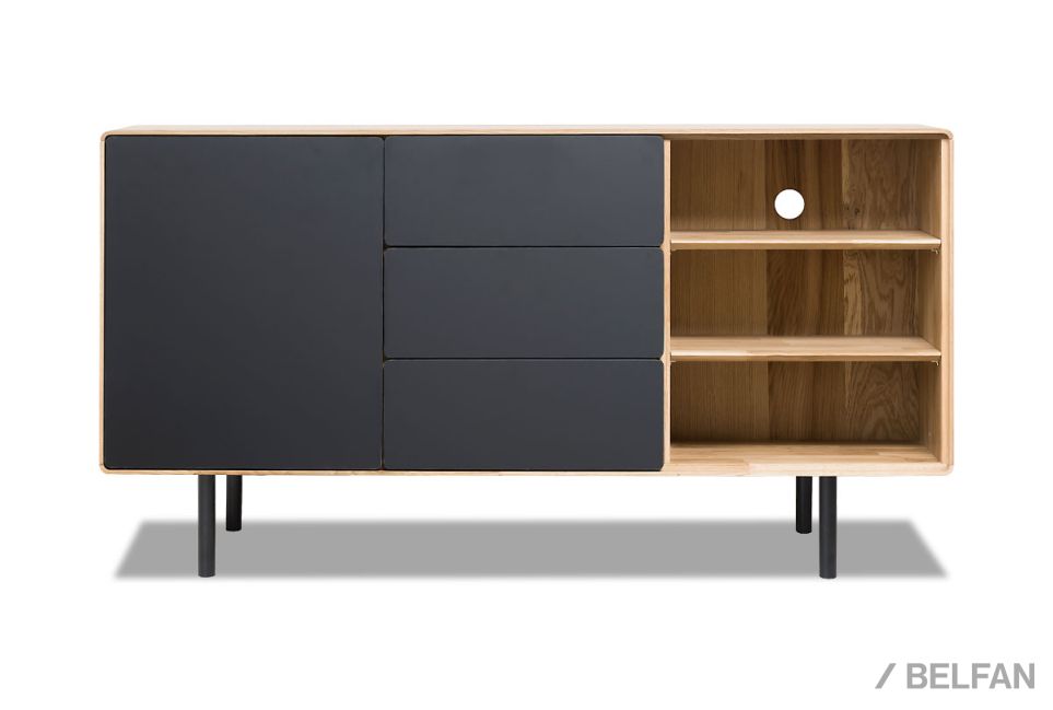 Тумба "Norman" 3 с нишей (правая) массив дуба, МДФ, металл 7