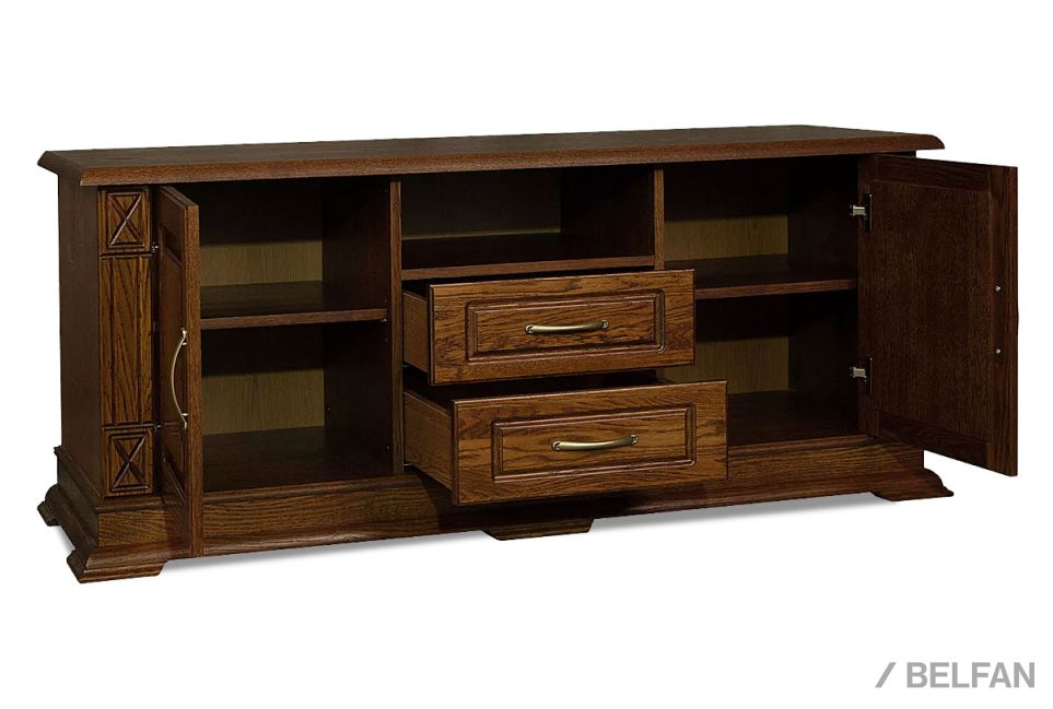 Тумба под ТВ "Верди Люкс ТВ2/1" (глухие двери) массив и шпон дуба 3