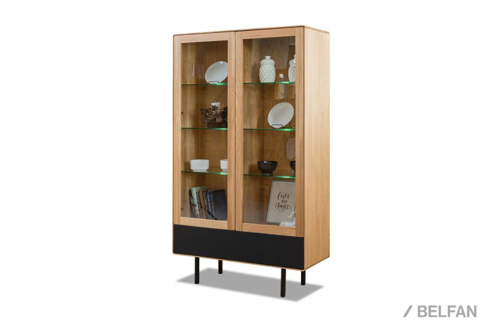 Витрина 2-х дверная "Norman" массив дуба, МДФ, металл 7