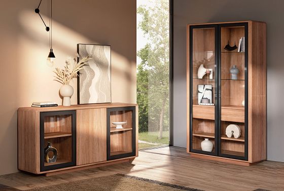 Шкаф с витриной 2-х дв. «Тор» массив дуба 5