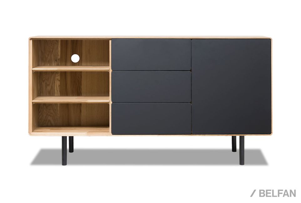 Тумба "Norman" 3 с нишей (левая) массив дуба, МДФ, металл 8