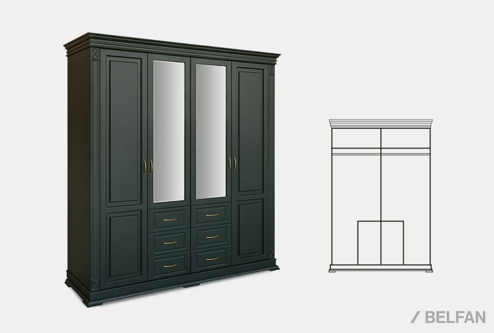 Шкаф 4-х дверный "Верди Люкс" массив и шпон дуба 3