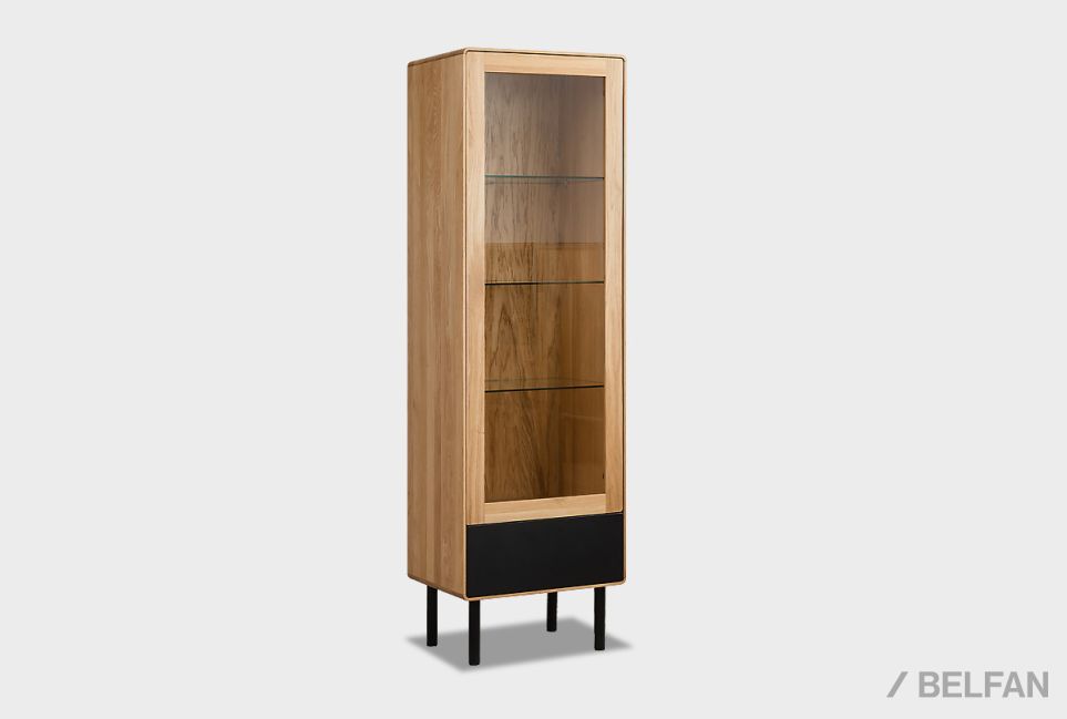 Витрина 1-но дверная "Норман" (левая) массив дуба, МДФ, металл 3