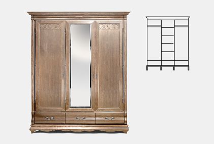 Шкаф для одежды "Тэфи" 3-х дв. с зеркалом