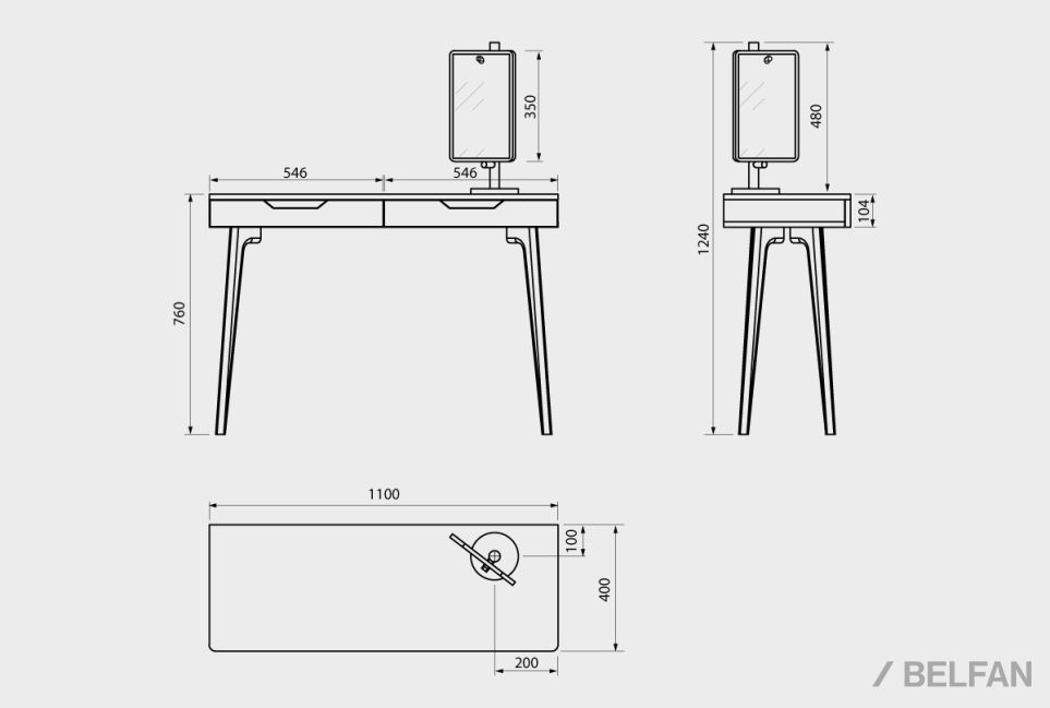 Стол туалетный "Элва" B-2 массив и шпон дуба 2