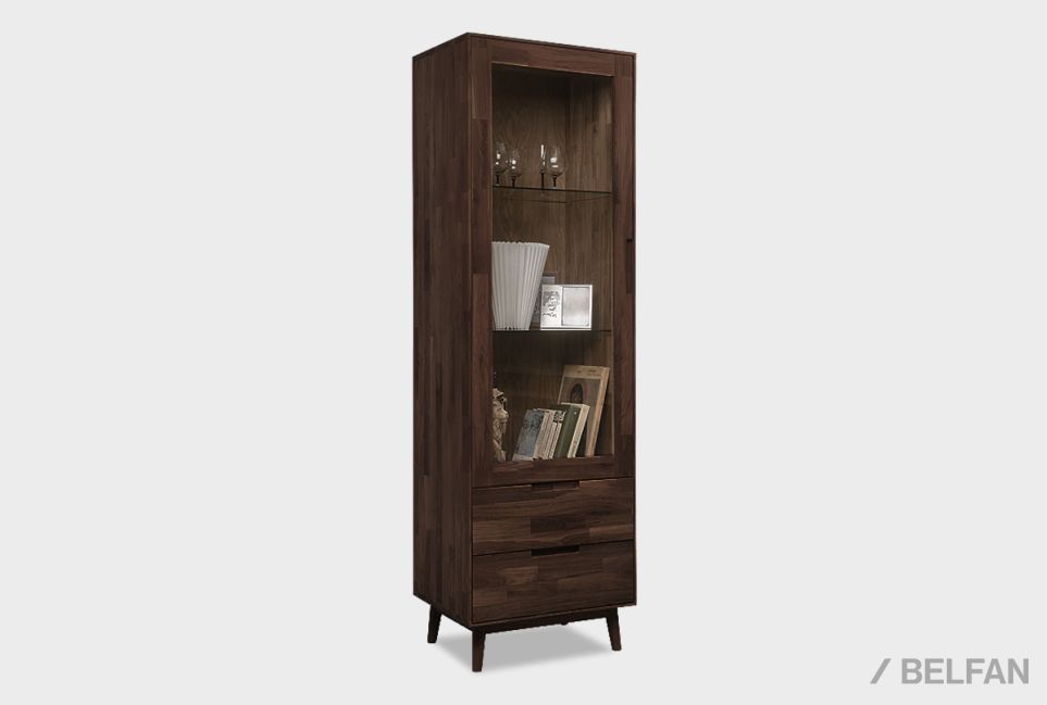 Шкаф с витриной 1-но дверный "Ирвинг" (левый) массив дуба 1