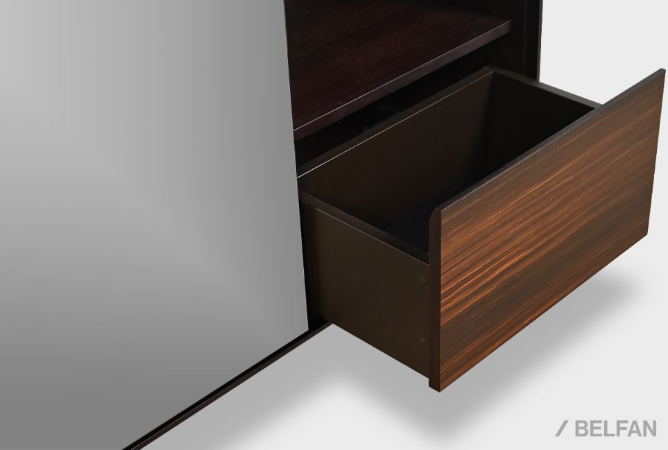 Тумба высокая "Монреаль" (зеркало) шпон дуба, МДФ, металл 3