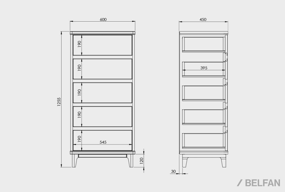 Комод "Уоллстрит" 5 (высокий) массив дуба, МДФ 2