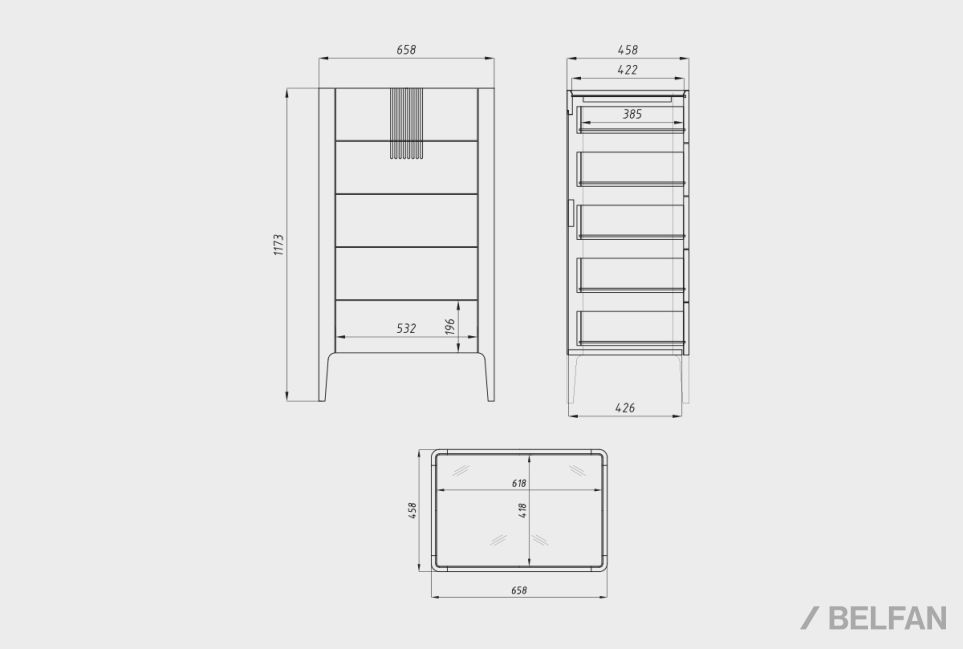 Комод "Bergamo" 5 (высокий) массив дуба 2