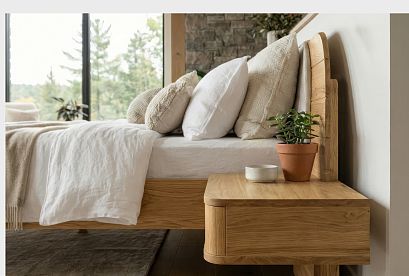 Кровать "Монблан" (с прикроватными тумбами); без основания, без матраса; (1600x2000); бейц-масло; Enjoy 20 Silver