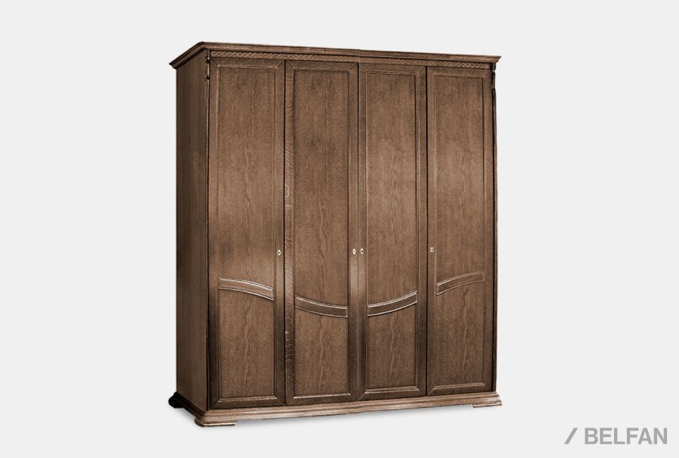 Шкаф для одежды 4-х дв. "Лика" (без зеркала) массив и шпон дуба 1