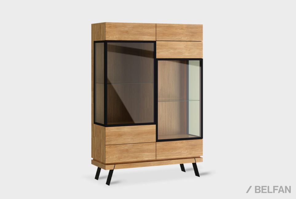 Тумба высокая "Etna" (стекло) массив дуба, металл 2