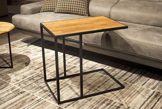 Стол кофейный "Art Collection" приставной массив дуба, металл 4