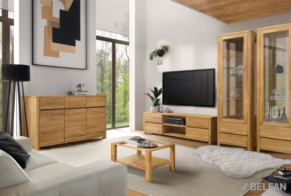 Шкаф с витриной 1-но дв. "Норд" (правый) массив дуба 5