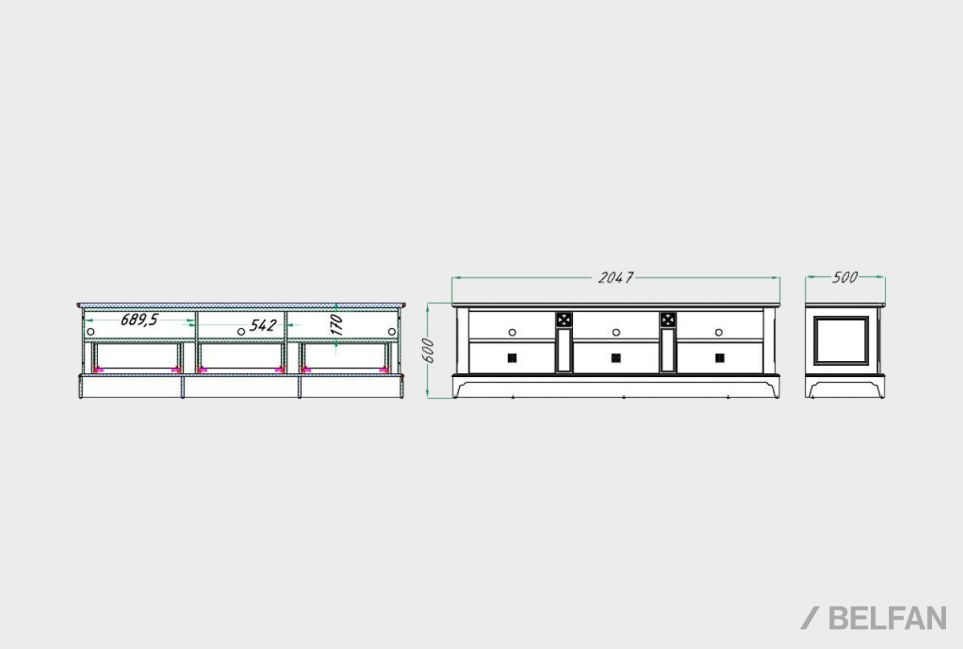 Тумба под ТВ "Brianson" массив и шпон дуба, МДФ 5