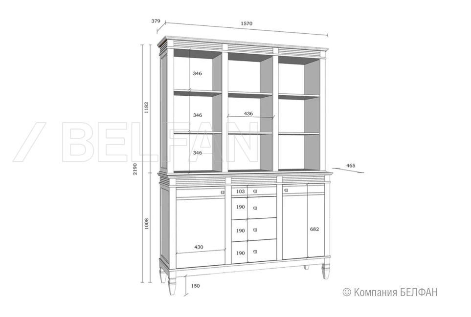 Буфет "Ольса" 300/324 массив сосны 4