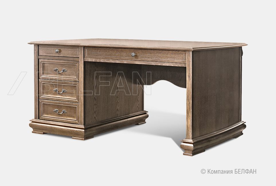 Стол письменный "Оскар" (1 тумба слева) массив и шпон дуба 1