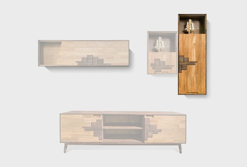 Шкаф навесной "Irving Design" 120 (правый); графит, бейц-масло