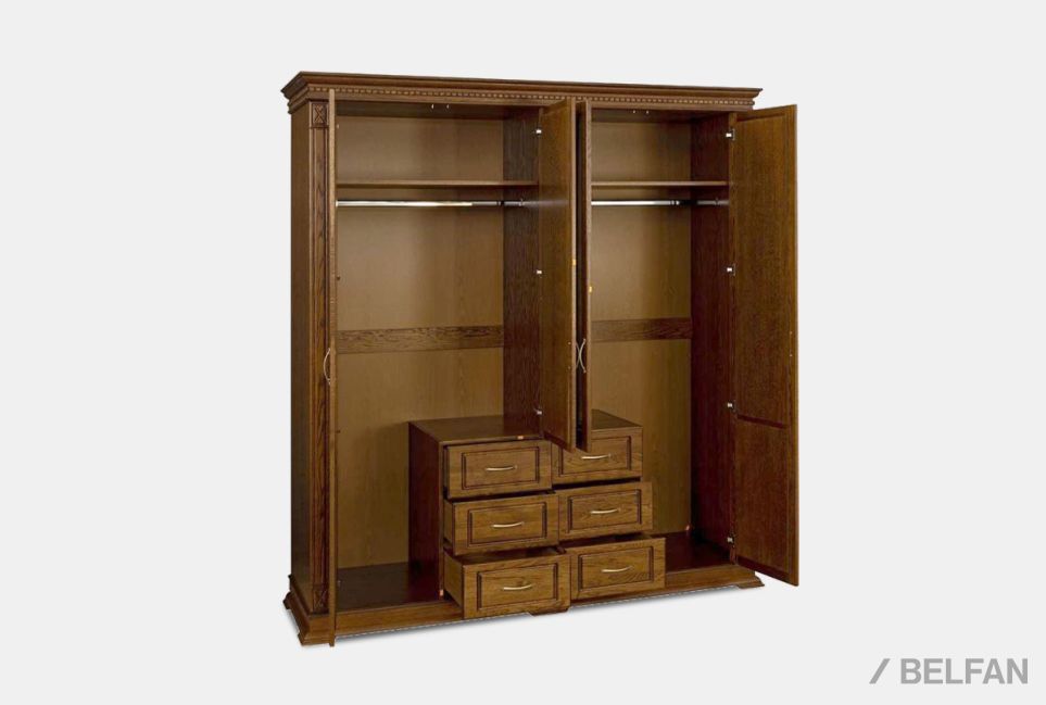 Шкаф 4-х дверный "Верди Люкс" массив и шпон дуба 3