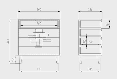 Комод "Irving Design" 1; 4 ящика; графит, бейц-масло