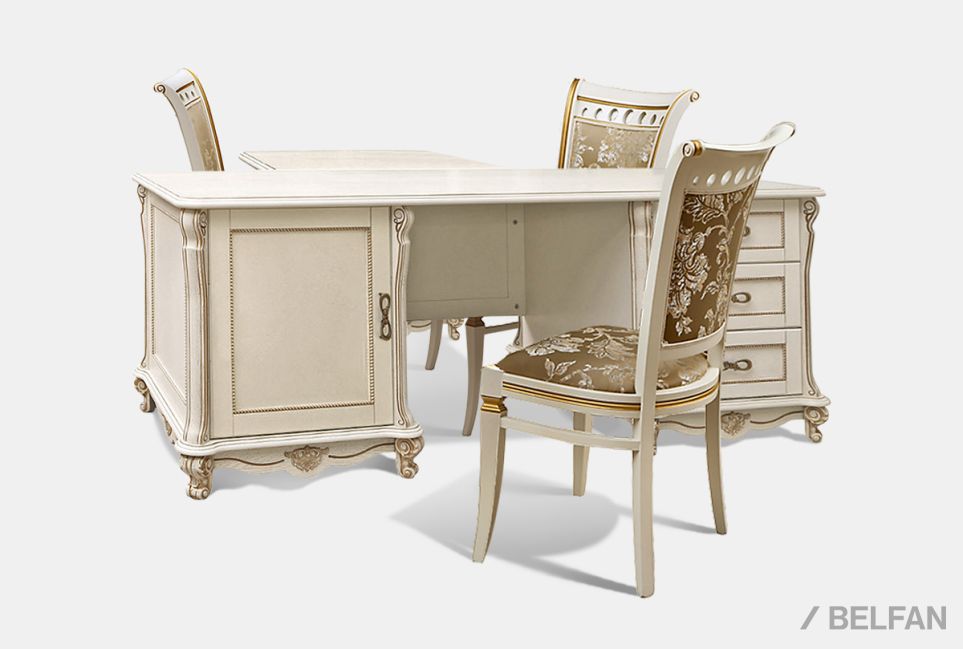 Стол письменный "Алези" с приставкой массив и шпон дуба 1